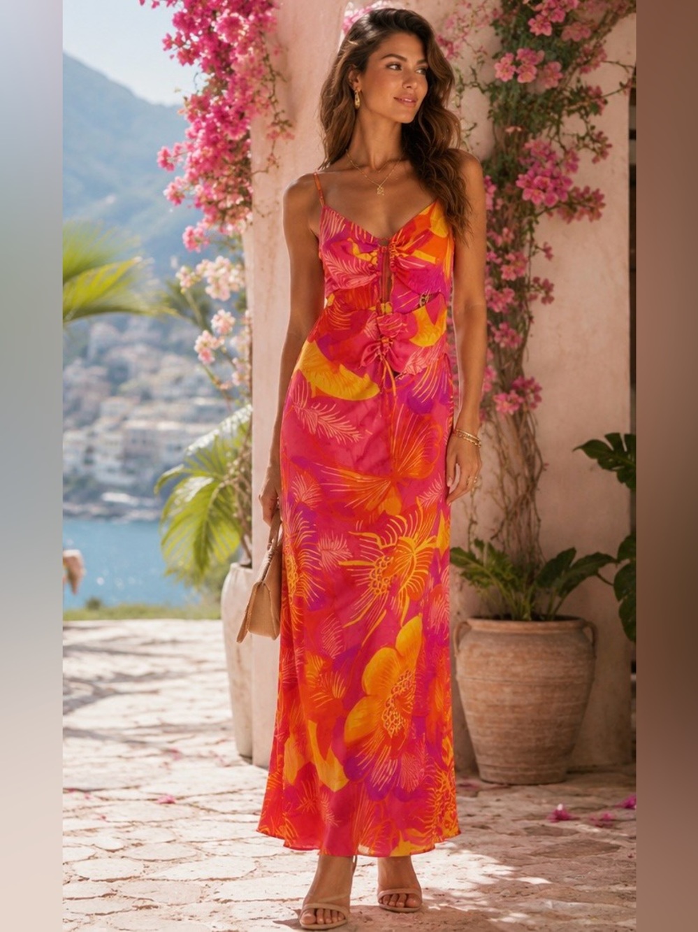 FARM Rio Lenzing Ecovero Viscose Tropical Tie-Front Dress - NWT - XS